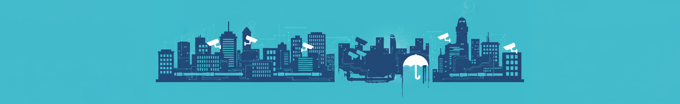 Skyline mit Überwachungskameras